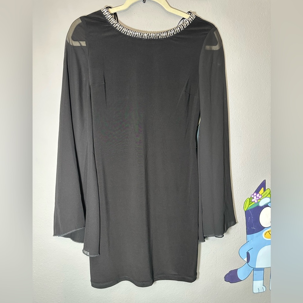 City Triangles Dress Womens S Black Bell Sleeve Sheer Witch Fairy Whimsigoth Y2K